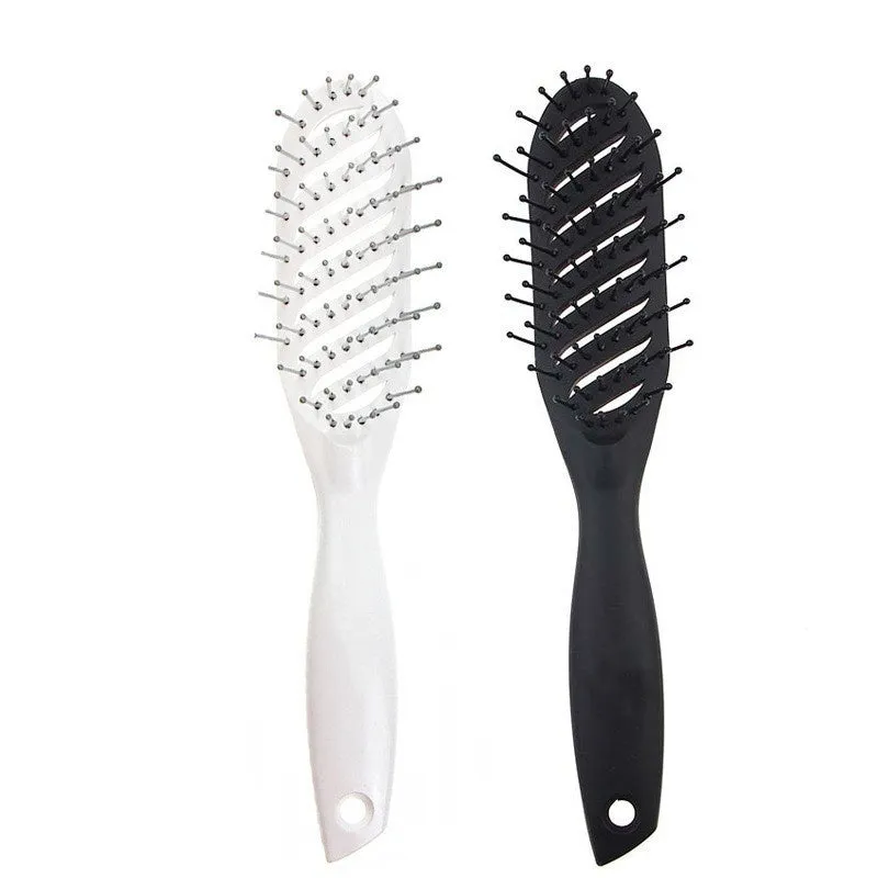 Anti-static vent hairbrush comb in black, measuring 240x55mm with hollow design and SBS nylon bristles