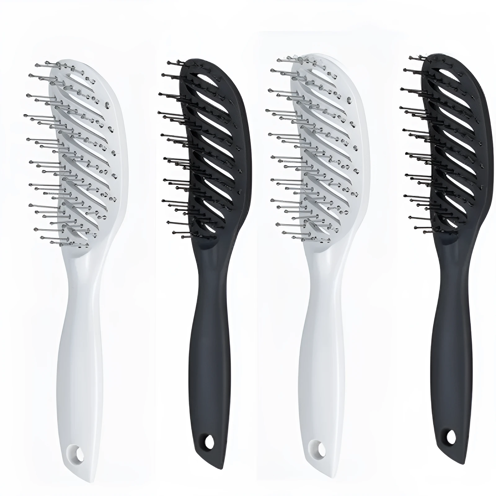 Anti-static vent hairbrush comb in black, measuring 240x55mm with hollow design and SBS nylon bristles