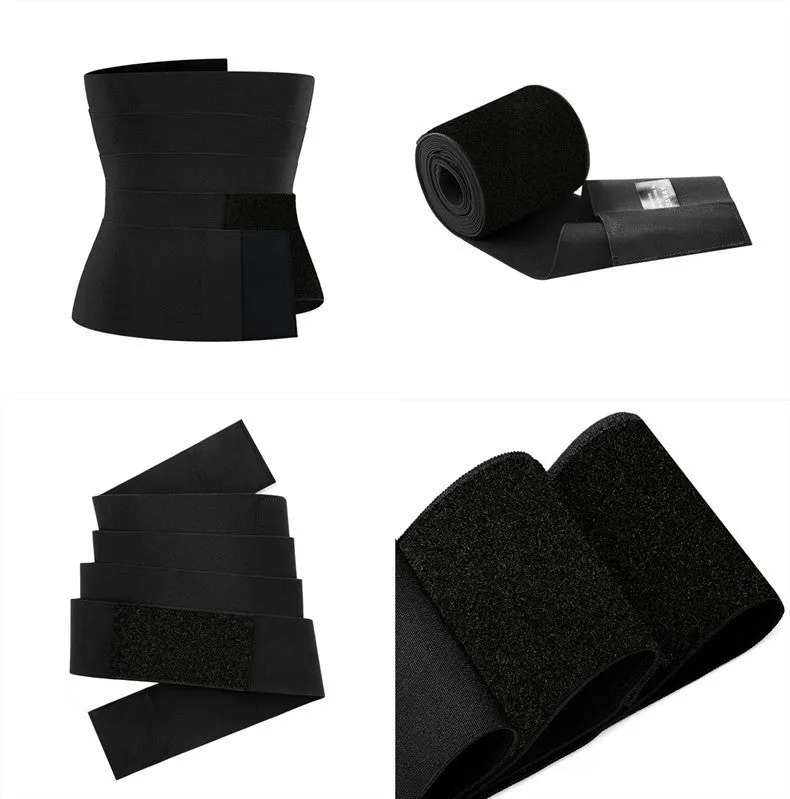Sports fitness waist belt long strip in thin black colour with nylon and polyester construction