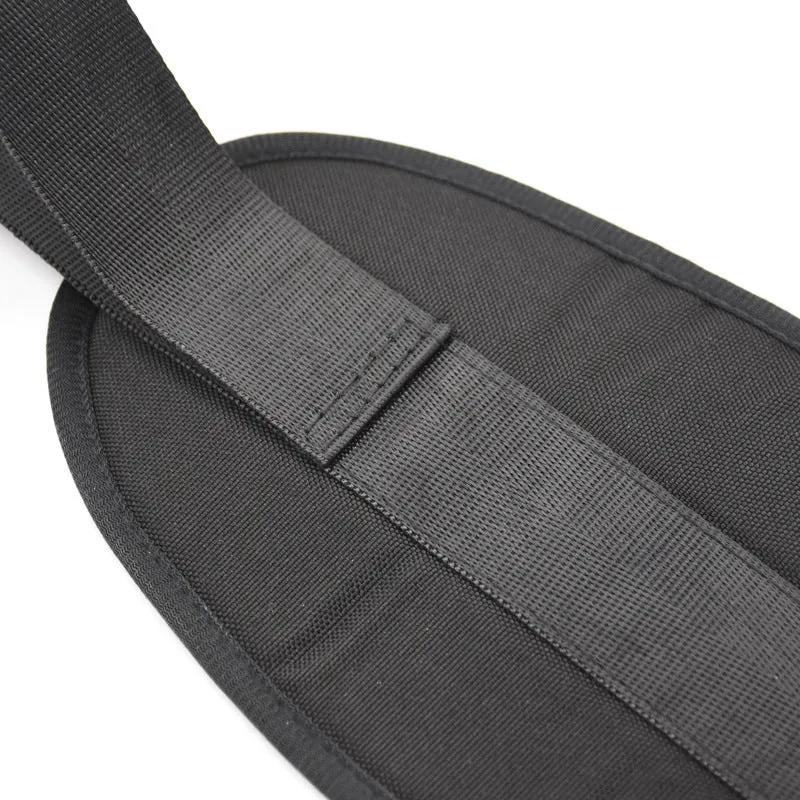 Black polyester cotton yoga stretch strap for flexibility and split training, packed on a flat surface