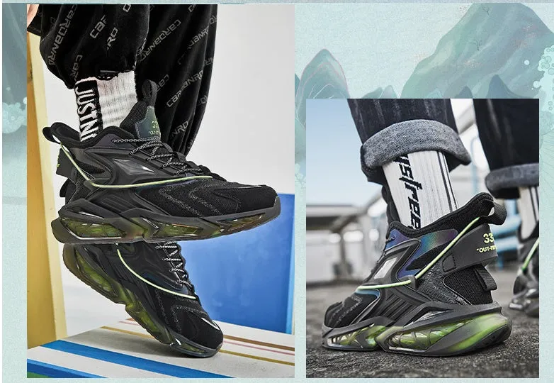 New Student Korean men's sports casual shoes in white and green with mesh upper and rubber sole side view