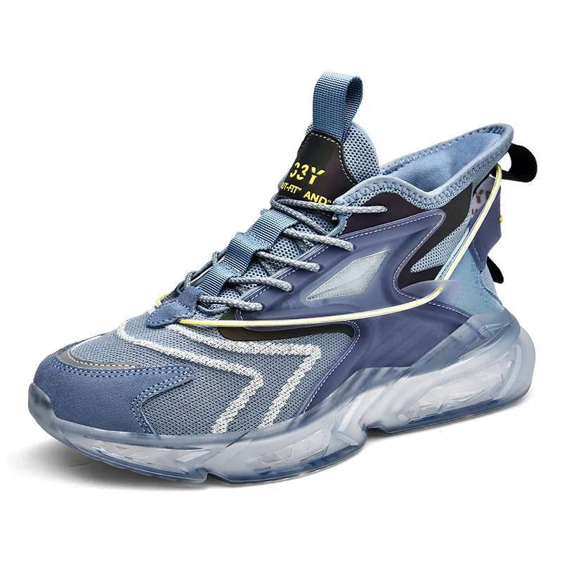 New Student Korean men's sports casual shoes in white and green with mesh upper and rubber sole side view