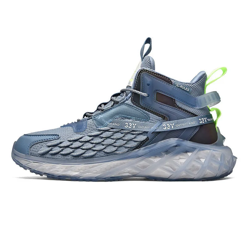 New Student Korean men's sports casual shoes in white and green with mesh upper and rubber sole side view