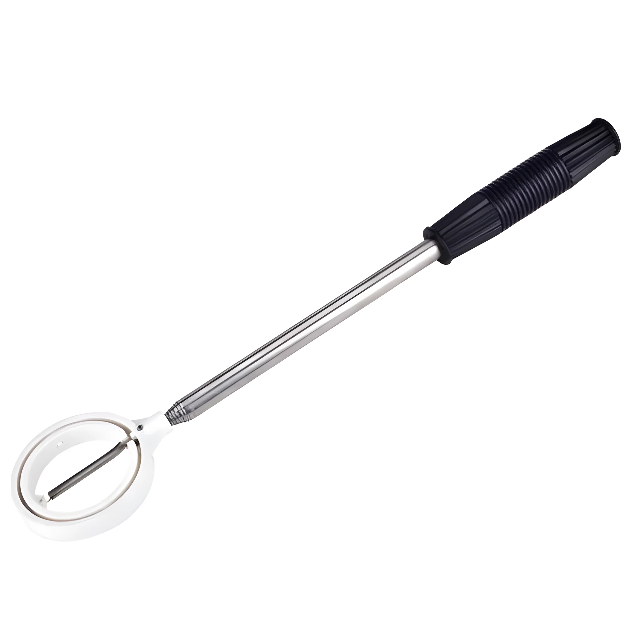 Yellow 8-section telescopic golf ball retriever made of stainless steel with automatic locking catcher