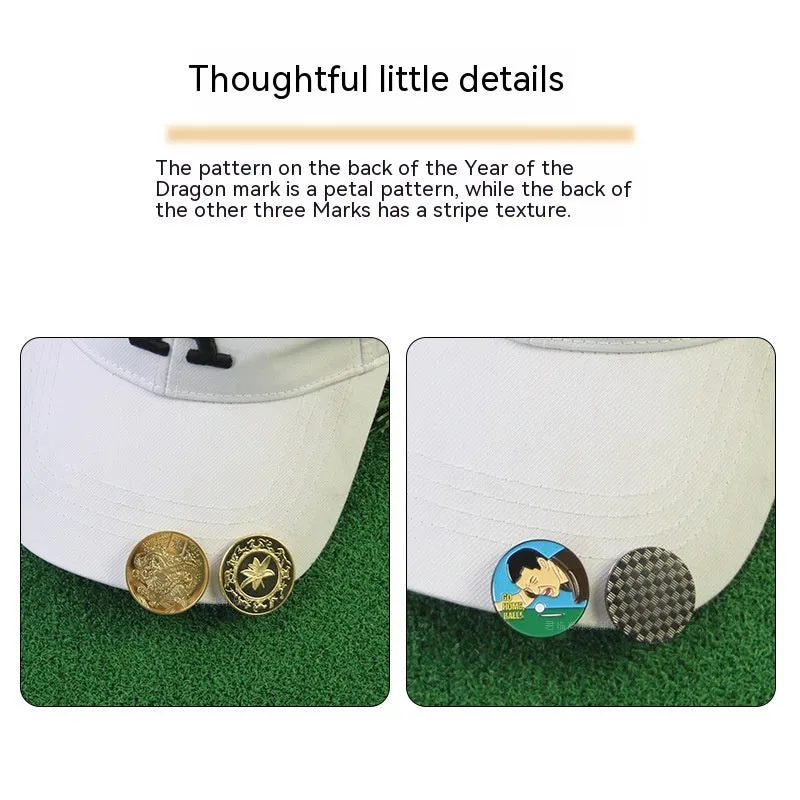 Zinc alloy hat clip with dragon year design for golf caps and personalised accessories
