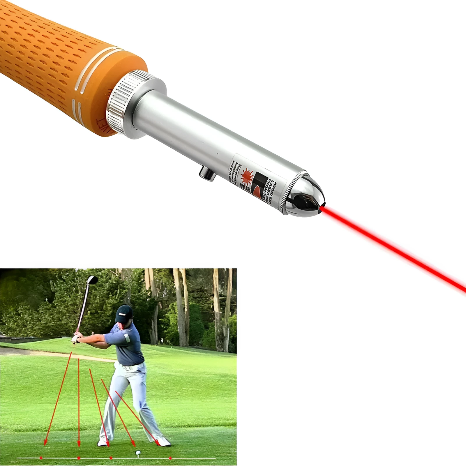 Golf flat laser swing assistant trainer metal 7.8x1.6cm 31g red beam training aid with Blue Bullet finish