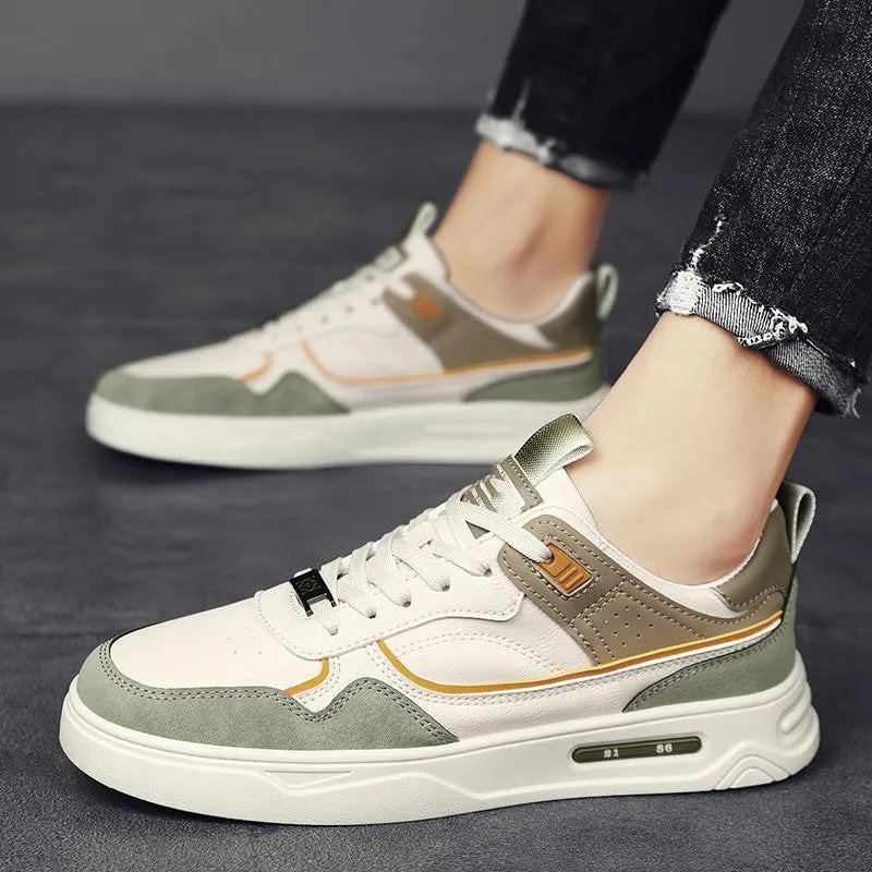 Men and women's casual board shoes in beige and white with rubber sole and mesh upper, flat heel