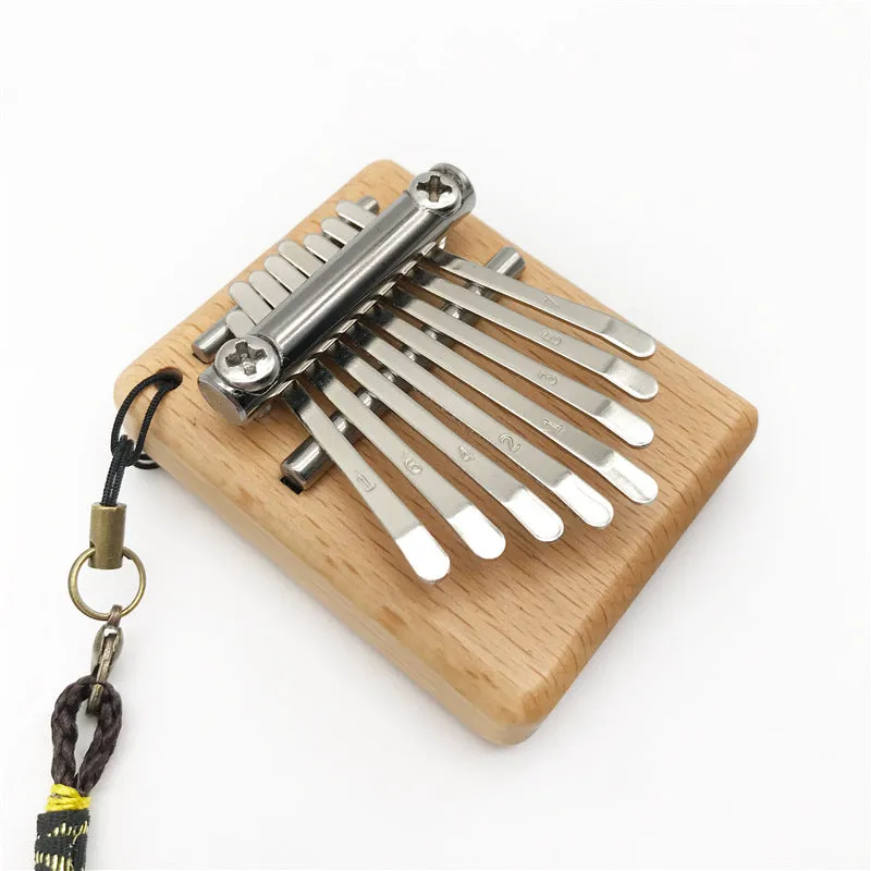 Sifang Mini 8-note thumb piano in photo colour, beech wood body, 7.5 cm square size