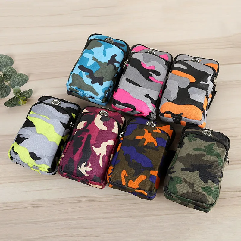 Camouflage water-repellent diving cloth wrist bag for running, 9.5x16.5cm, unisex adult