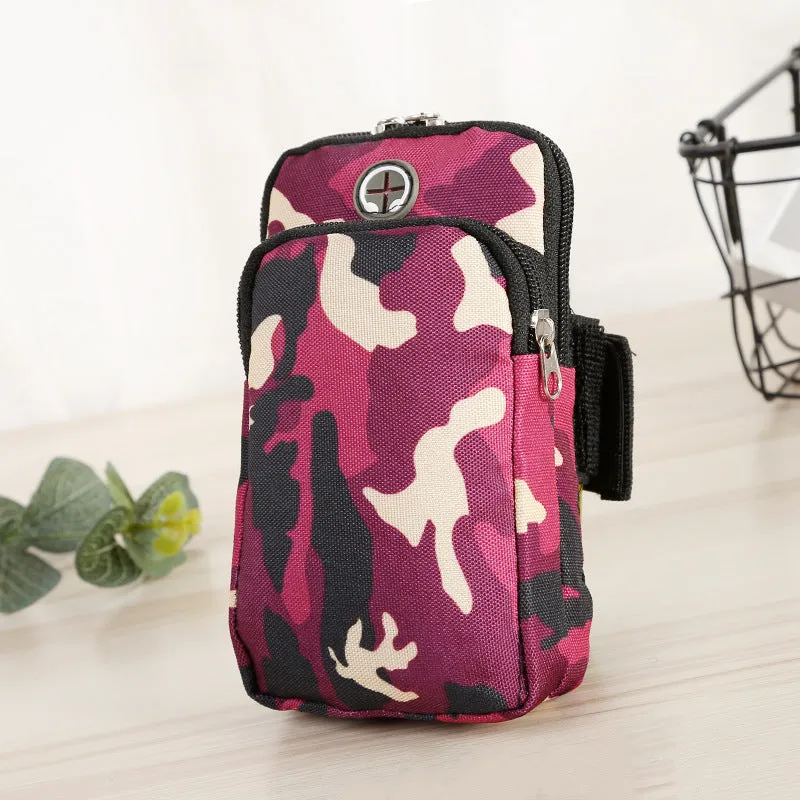 Camouflage water-repellent diving cloth wrist bag for running, 9.5x16.5cm, unisex adult