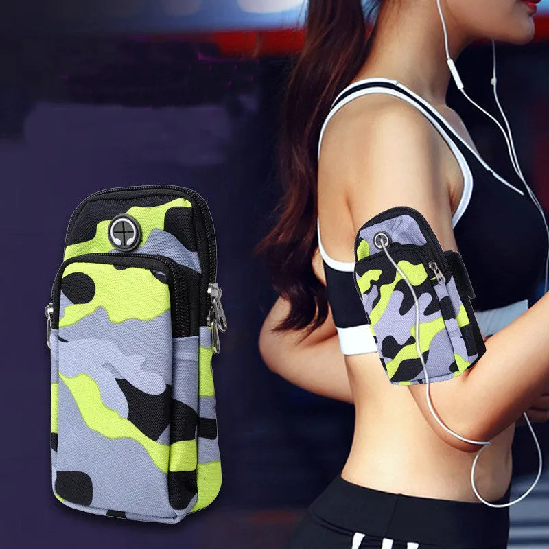 Camouflage water-repellent diving cloth wrist bag for running, 9.5x16.5cm, unisex adult