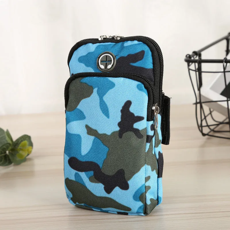 Camouflage water-repellent diving cloth wrist bag for running, 9.5x16.5cm, unisex adult