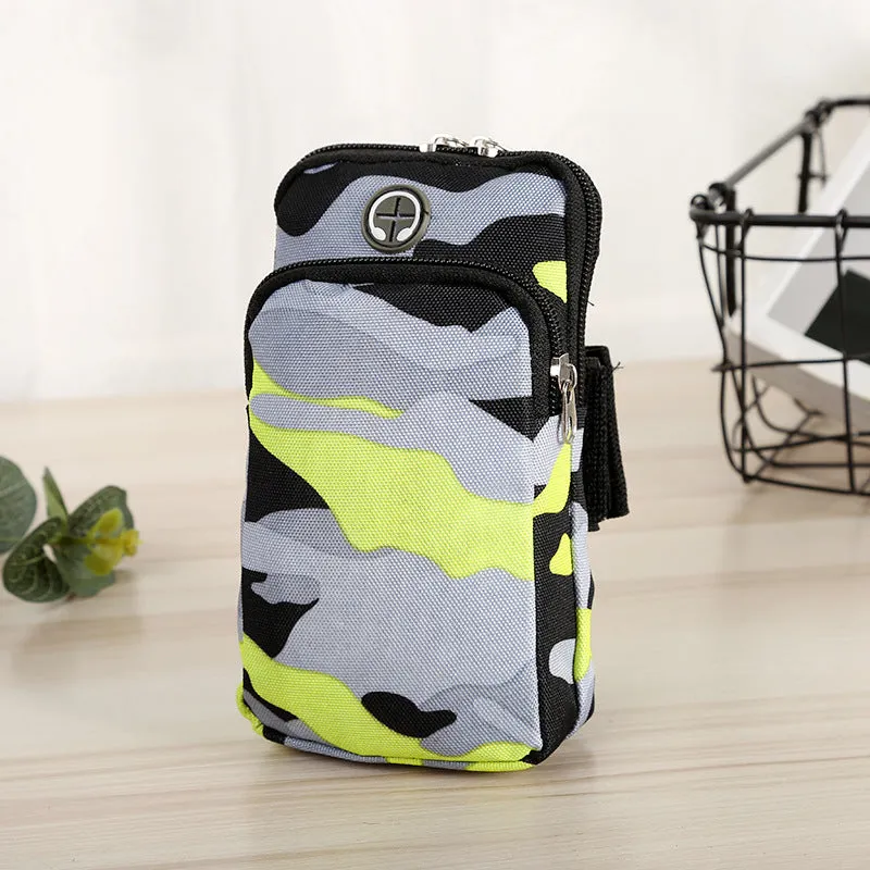 Camouflage water-repellent diving cloth wrist bag for running, 9.5x16.5cm, unisex adult