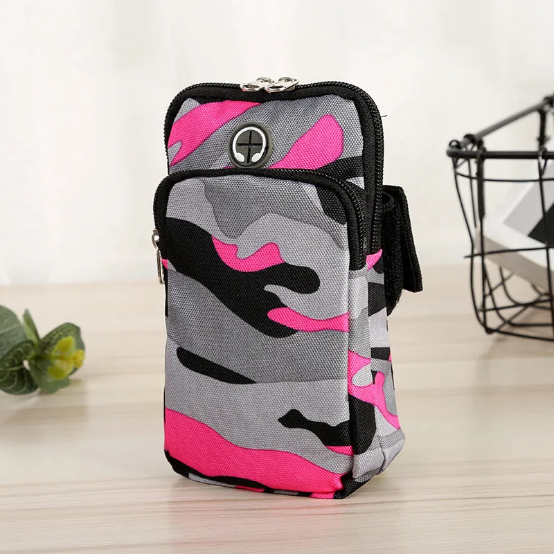 Camouflage water-repellent diving cloth wrist bag for running, 9.5x16.5cm, unisex adult