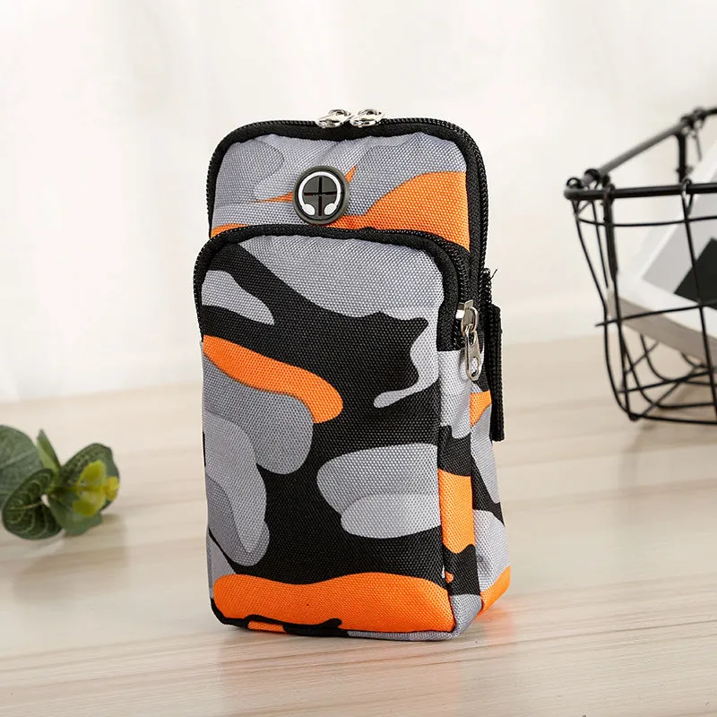 Camouflage water-repellent diving cloth wrist bag for running, 9.5x16.5cm, unisex adult