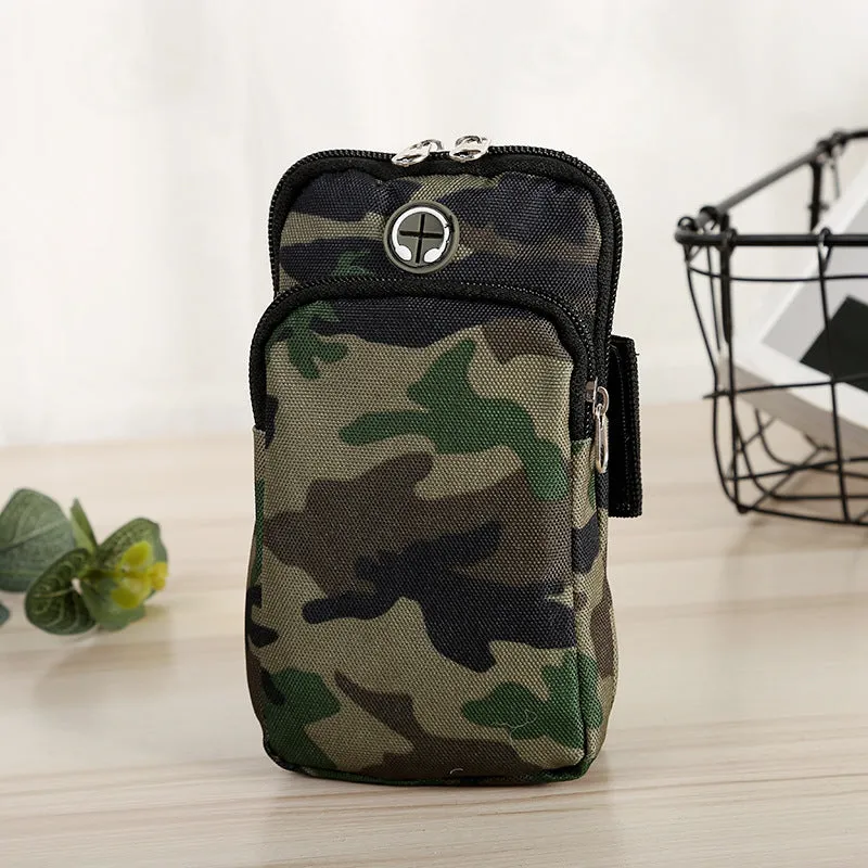 Camouflage water-repellent diving cloth wrist bag for running, 9.5x16.5cm, unisex adult