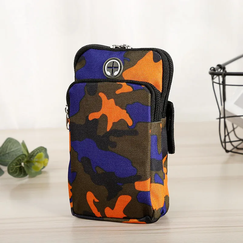 Camouflage water-repellent diving cloth wrist bag for running, 9.5x16.5cm, unisex adult