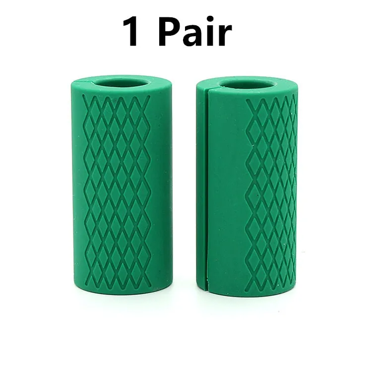 Set of fashion silicone dumbbell and barbell grips in round and grid patterns, black and blue, food-grade material