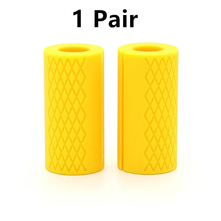 Set of fashion silicone dumbbell and barbell grips in round and grid patterns, black and blue, food-grade material