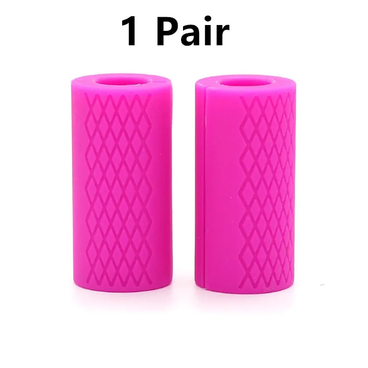 Set of fashion silicone dumbbell and barbell grips in round and grid patterns, black and blue, food-grade material