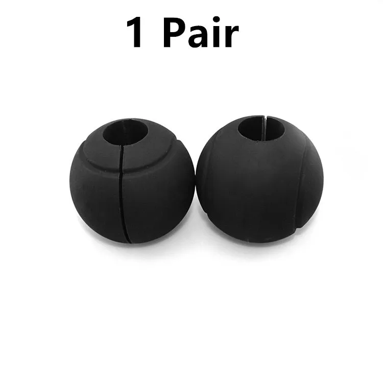 Set of fashion silicone dumbbell and barbell grips in round and grid patterns, black and blue, food-grade material