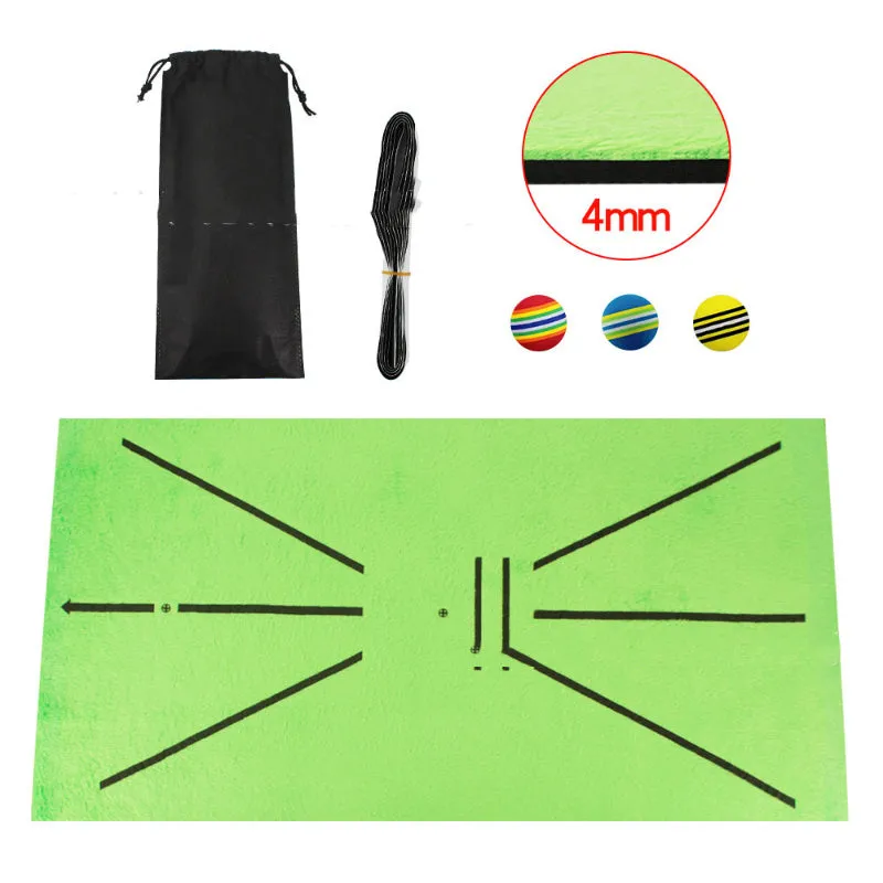 Indoor golf practice pad with crystal swan suede surface, SBR base, three rainbow balls, 30x60cm