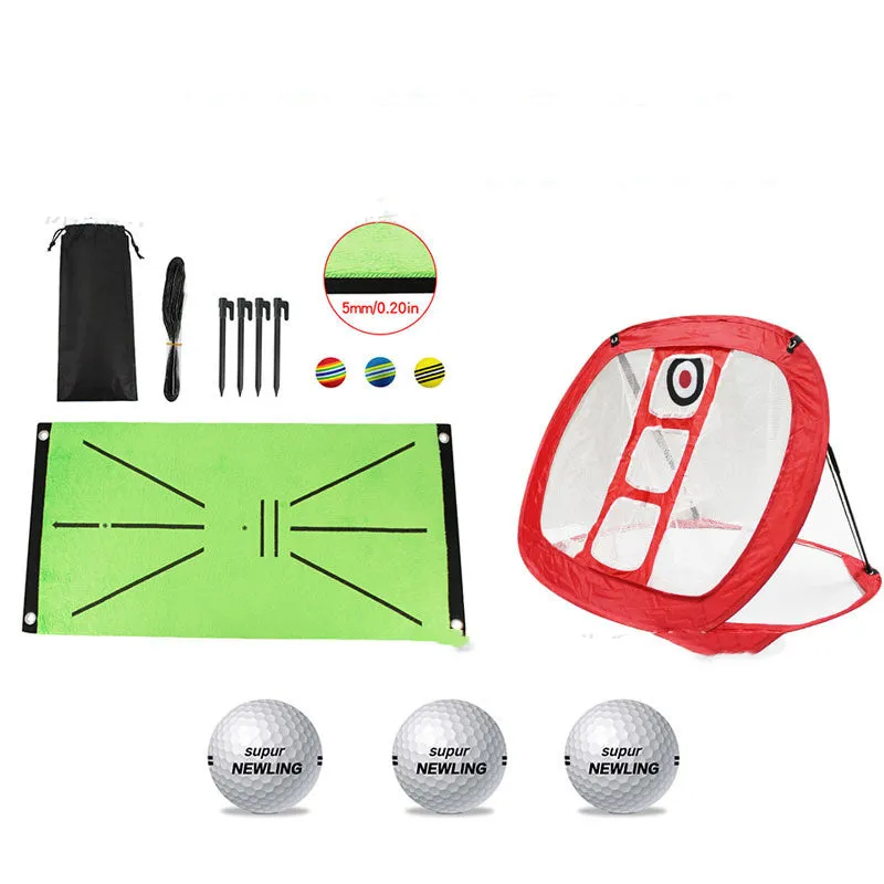 Indoor golf practice pad with crystal swan suede surface, SBR base, three rainbow balls, 30x60cm
