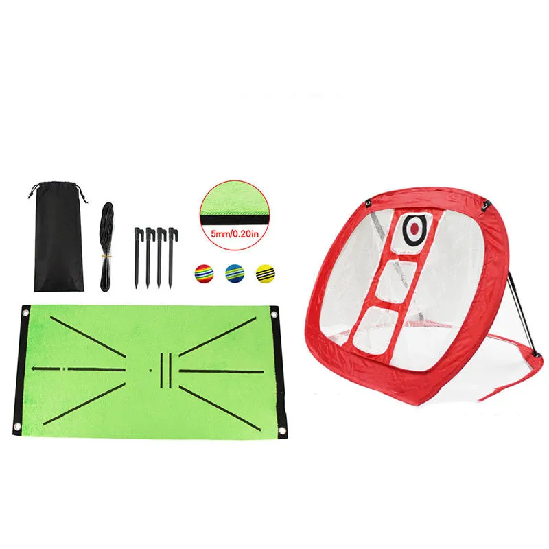Indoor golf practice pad with crystal swan suede surface, SBR base, three rainbow balls, 30x60cm