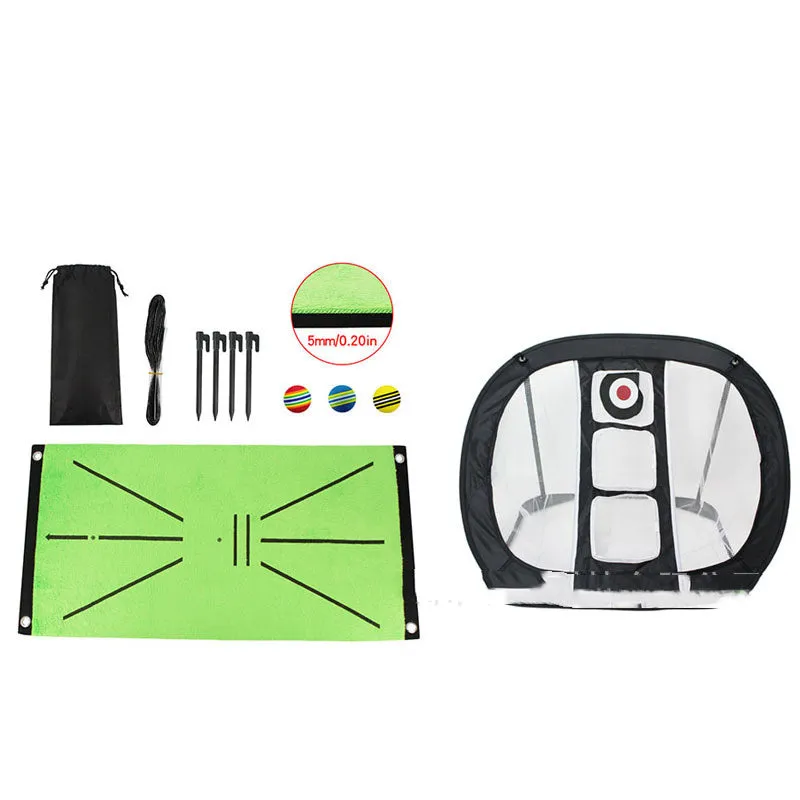 Indoor golf practice pad with crystal swan suede surface, SBR base, three rainbow balls, 30x60cm