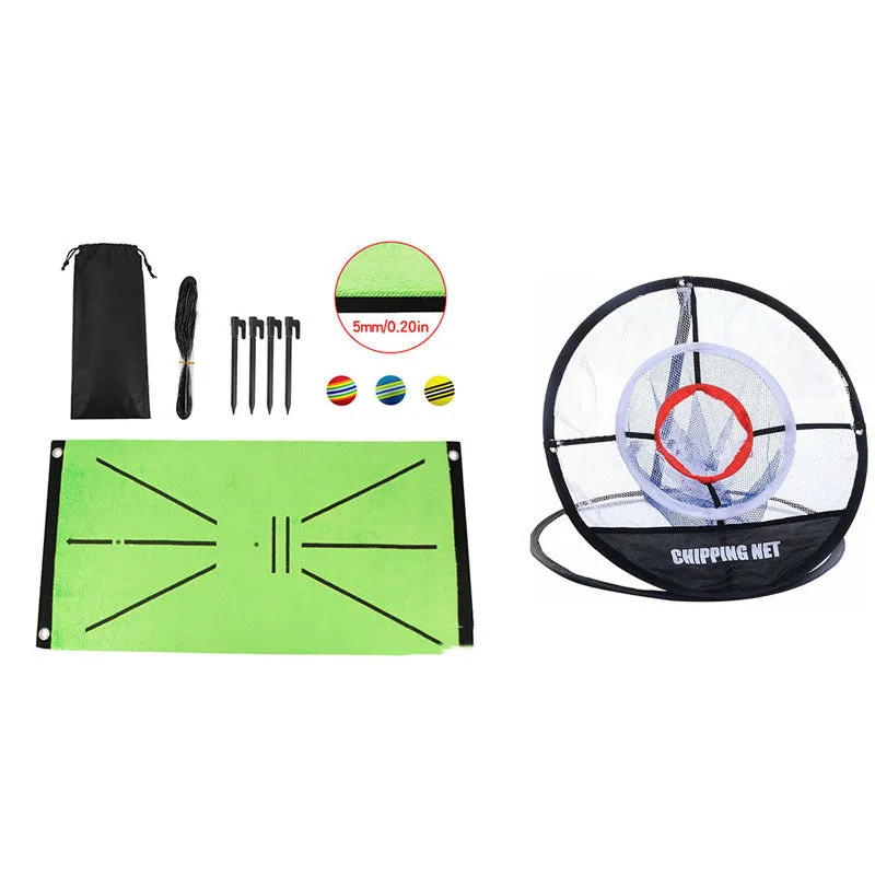 Indoor golf practice pad with crystal swan suede surface, SBR base, three rainbow balls, 30x60cm