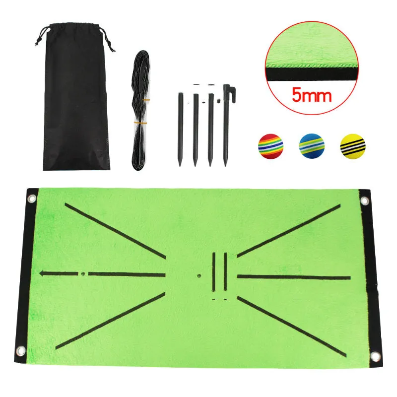 Indoor golf practice pad with crystal swan suede surface, SBR base, three rainbow balls, 30x60cm