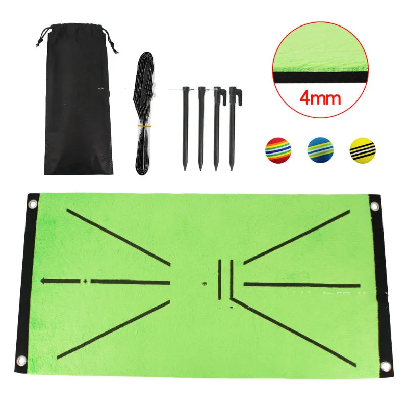 Indoor golf practice pad with crystal swan suede surface, SBR base, three rainbow balls, 30x60cm
