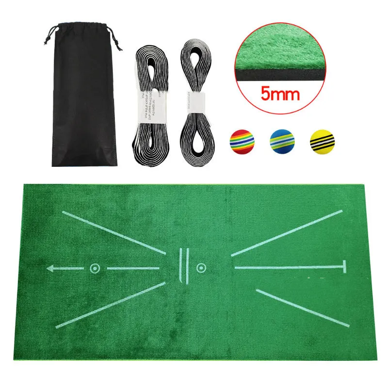 Indoor golf practice pad with crystal swan suede surface, SBR base, three rainbow balls, 30x60cm