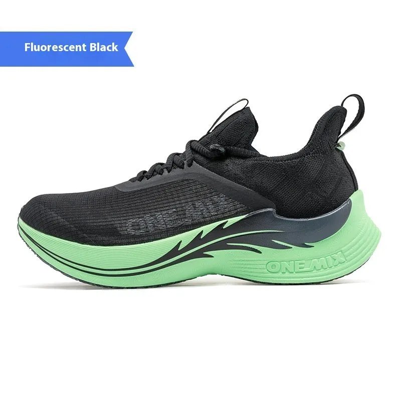 Racing shock-absorbing built-in carbon plate training shoes for men and women, colourful rose red colour, breathable mesh lining, rubber sole