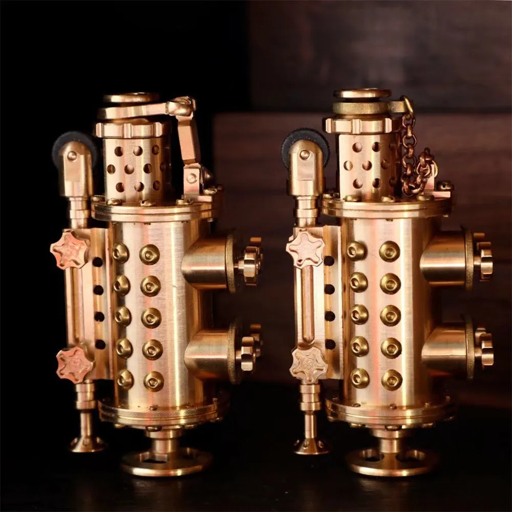 All copper handmade mechanical punk kerosene lighter in brass colour with shaft even style