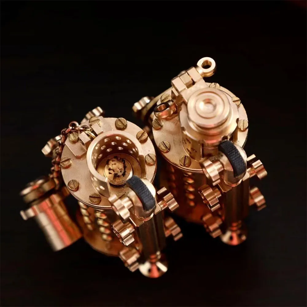 All copper handmade mechanical punk kerosene lighter in brass colour with shaft even style
