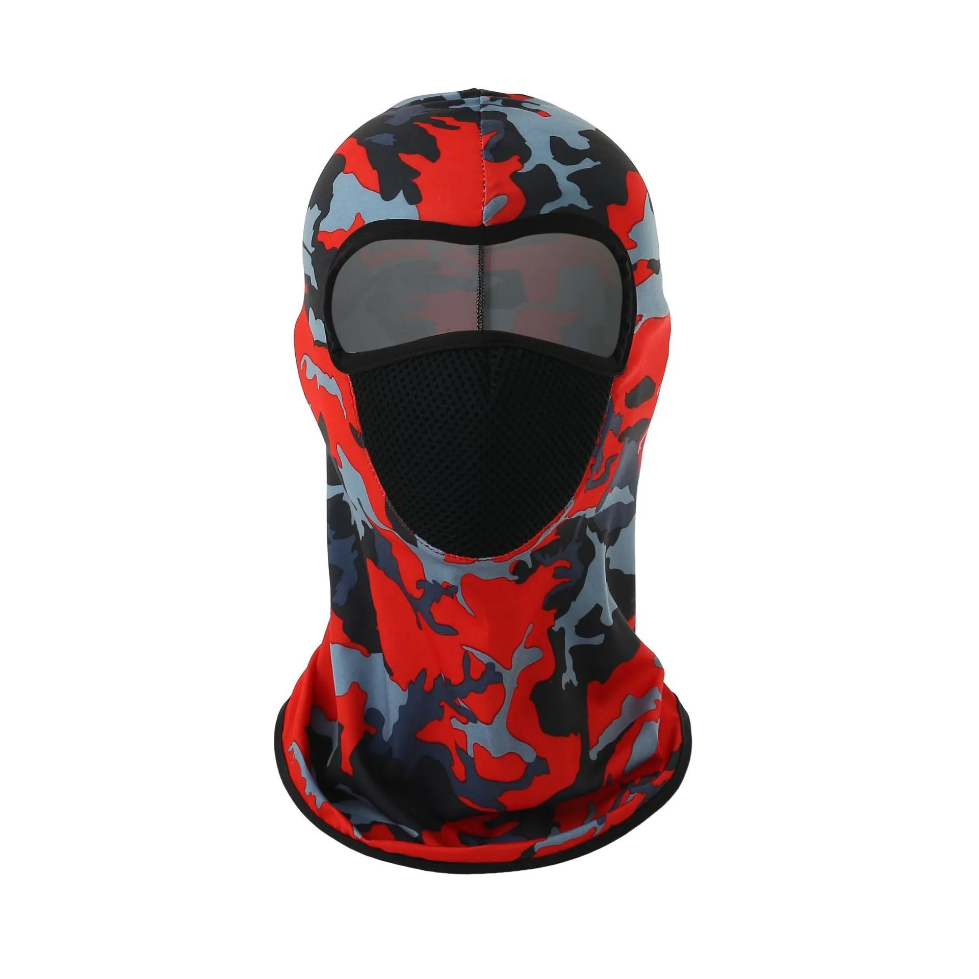 Printed breathable polyester ice silk headgear mask in orange, one size 24x42cm, for outdoor sun protection