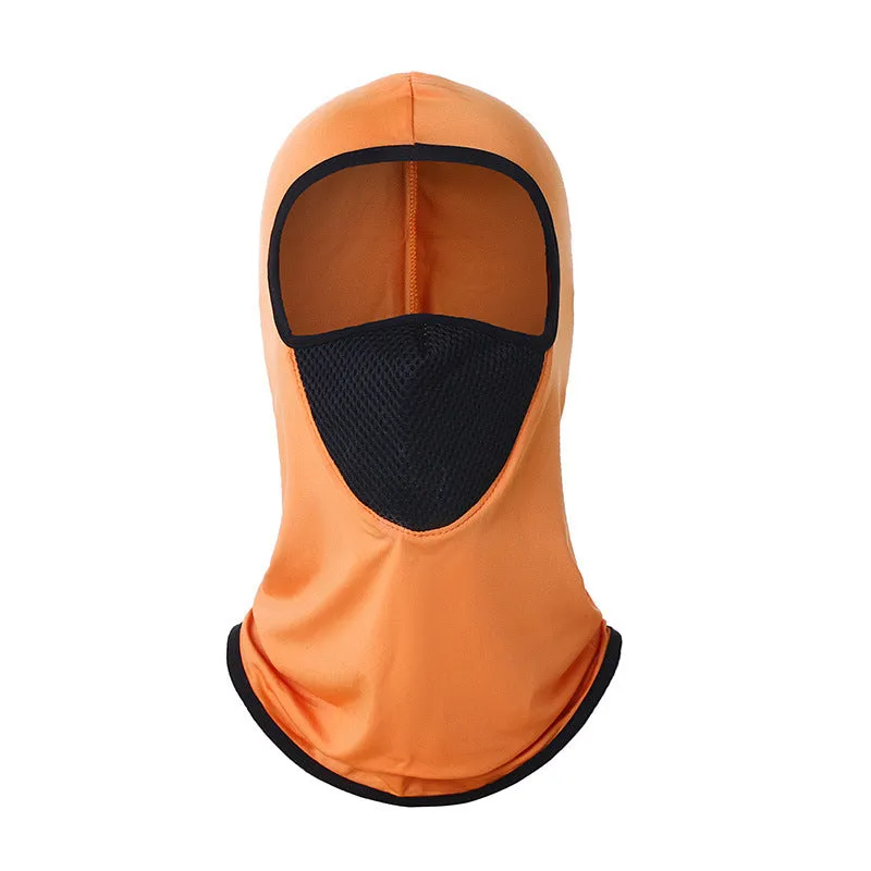 Printed breathable polyester ice silk headgear mask in orange, one size 24x42cm, for outdoor sun protection