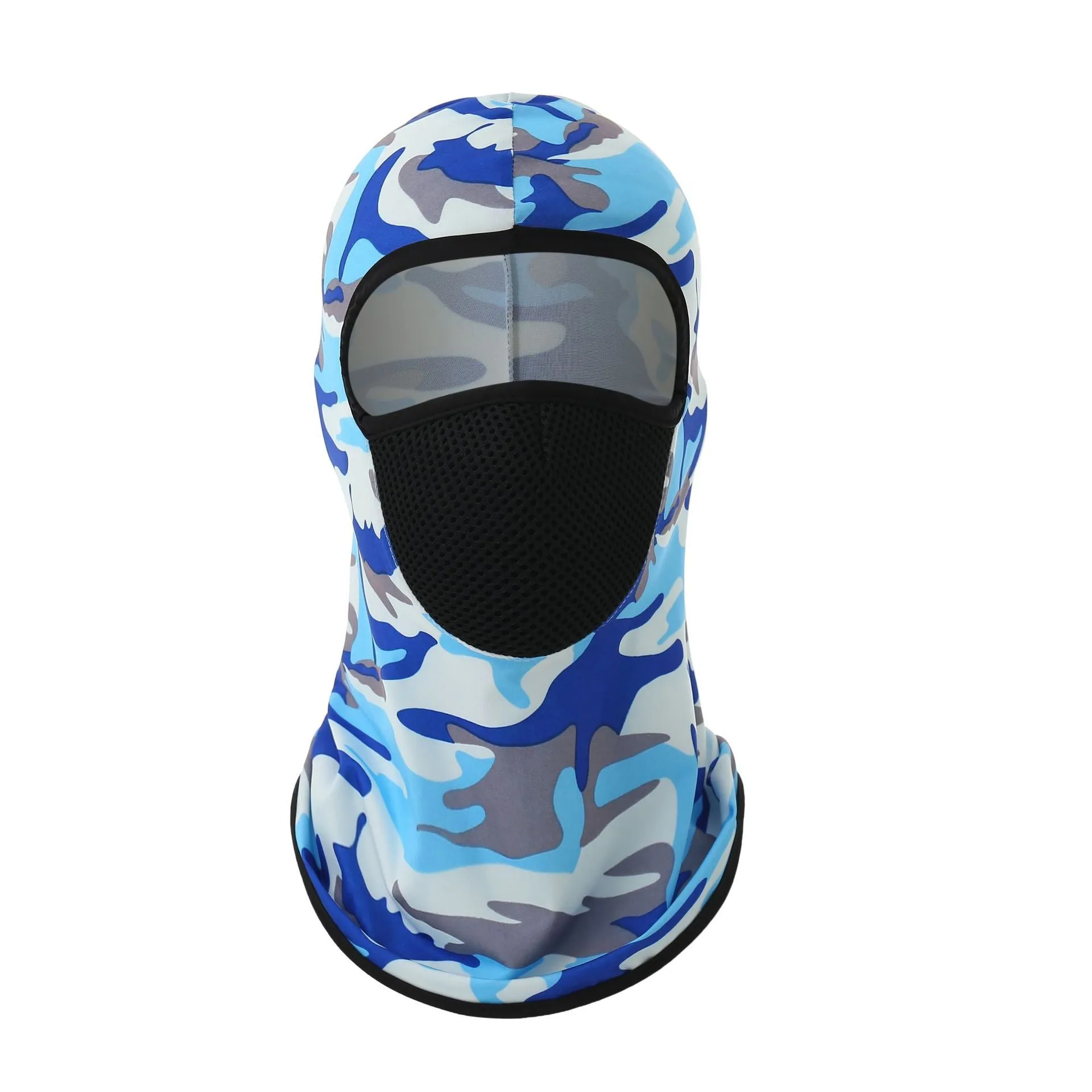 Printed breathable polyester ice silk headgear mask in orange, one size 24x42cm, for outdoor sun protection
