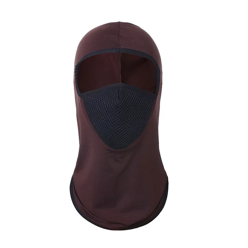 Printed breathable polyester ice silk headgear mask in orange, one size 24x42cm, for outdoor sun protection