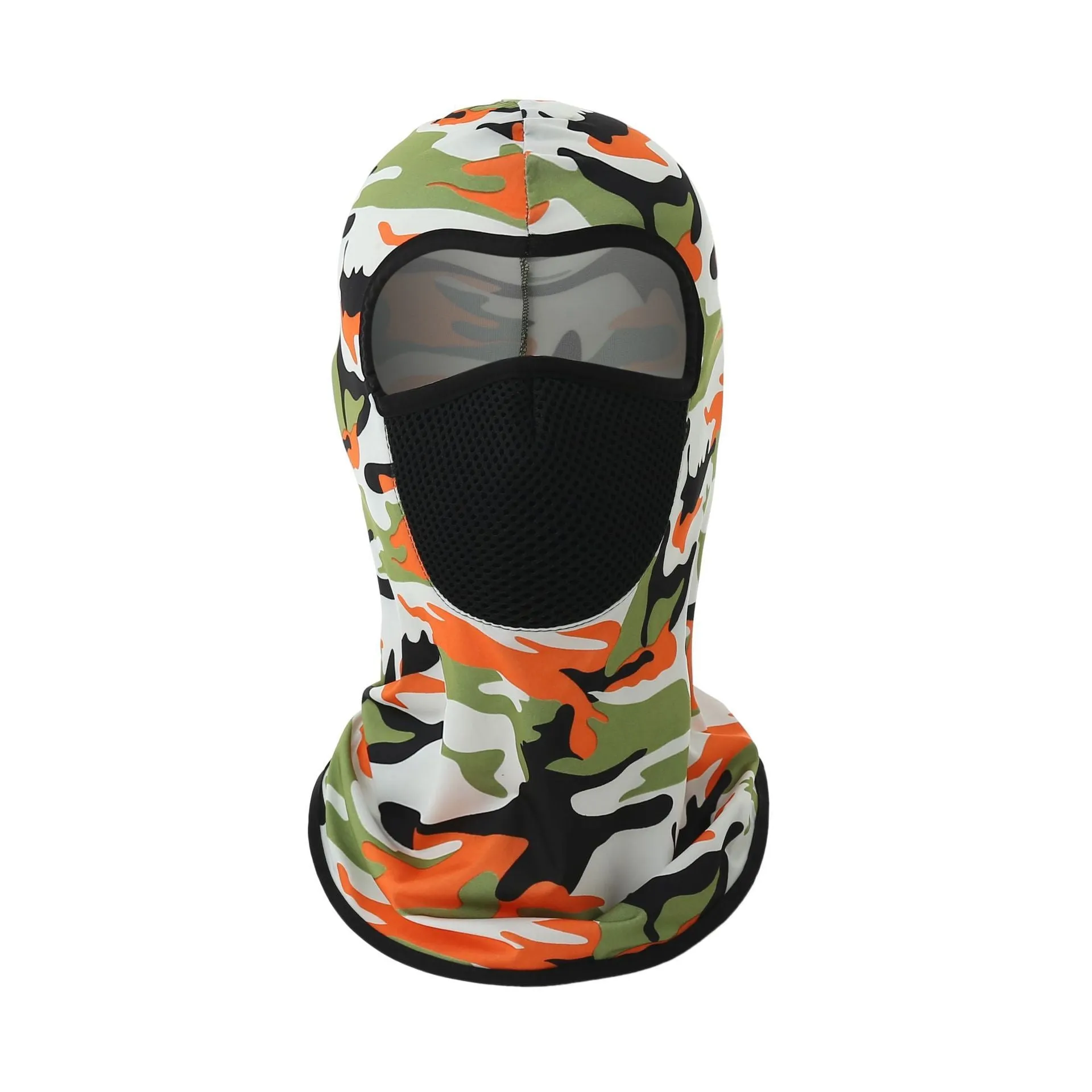 Printed breathable polyester ice silk headgear mask in orange, one size 24x42cm, for outdoor sun protection
