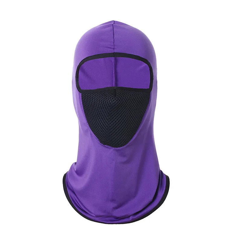 Printed breathable polyester ice silk headgear mask in orange, one size 24x42cm, for outdoor sun protection