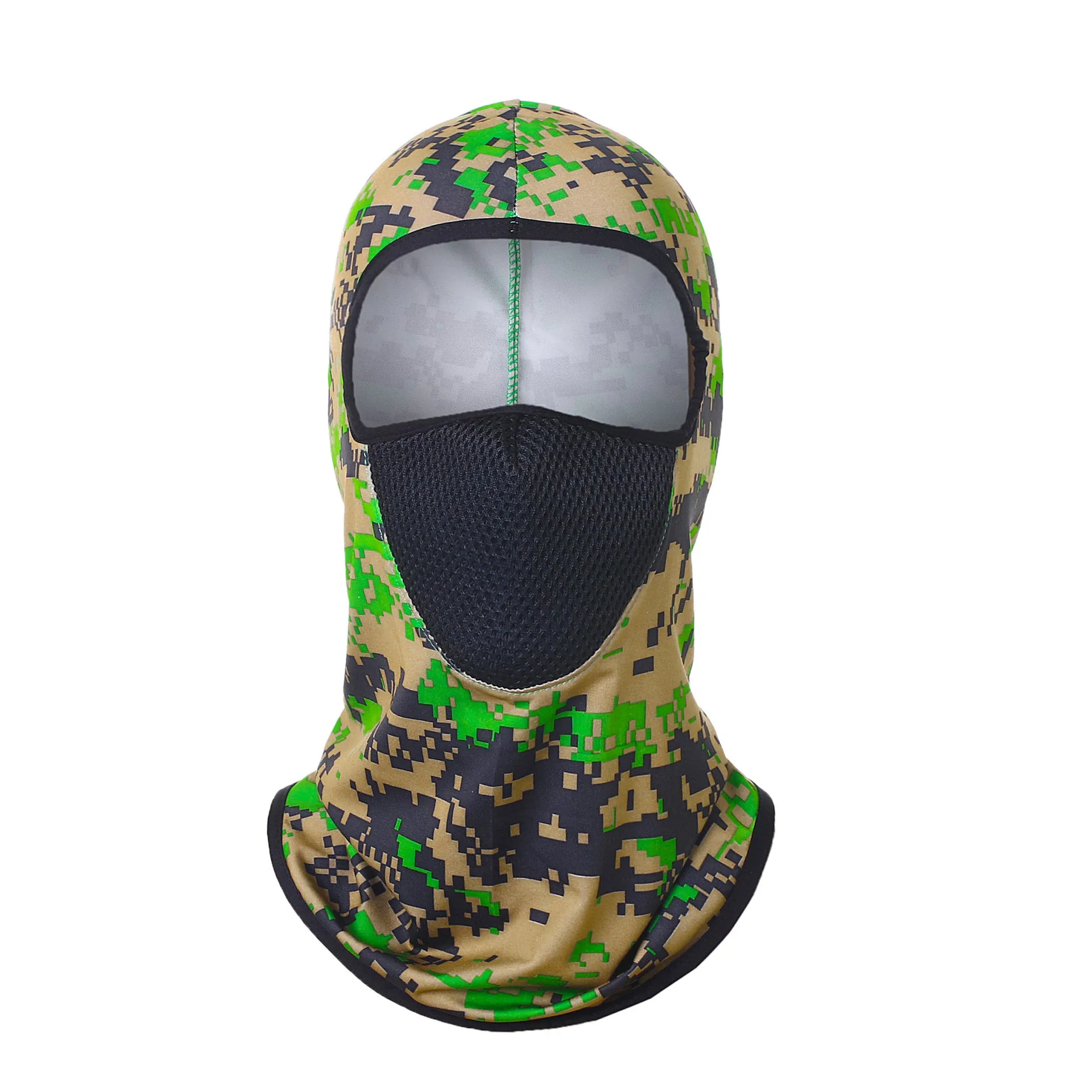 Printed breathable polyester ice silk headgear mask in orange, one size 24x42cm, for outdoor sun protection