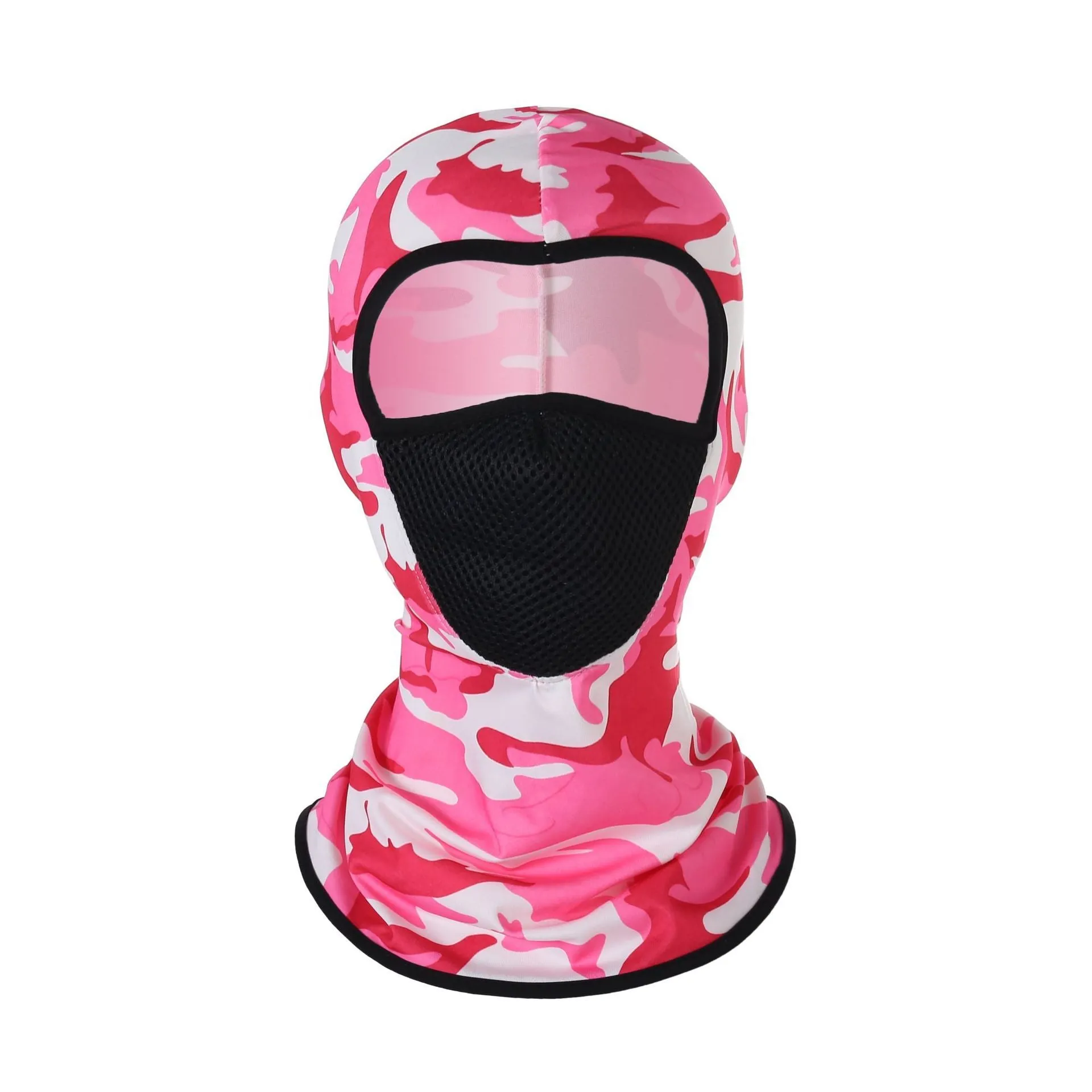 Printed breathable polyester ice silk headgear mask in orange, one size 24x42cm, for outdoor sun protection