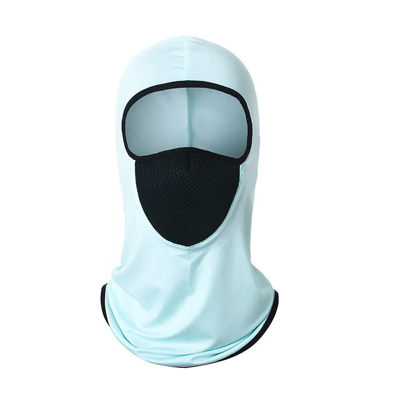 Printed breathable polyester ice silk headgear mask in orange, one size 24x42cm, for outdoor sun protection