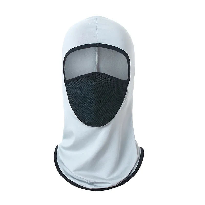 Printed breathable polyester ice silk headgear mask in orange, one size 24x42cm, for outdoor sun protection