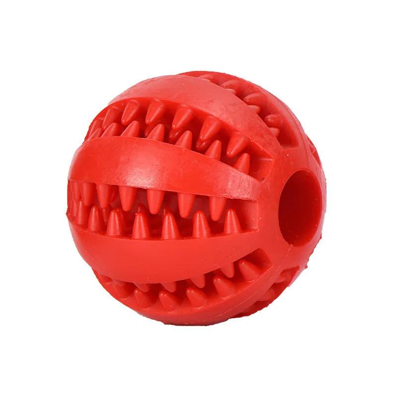 Rubber watermelon ball dog molar toy in green, 5cm diameter on white background