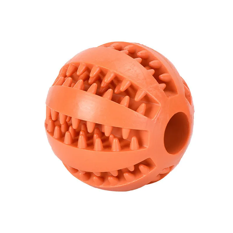 Rubber watermelon ball dog molar toy in green, 5cm diameter on white background