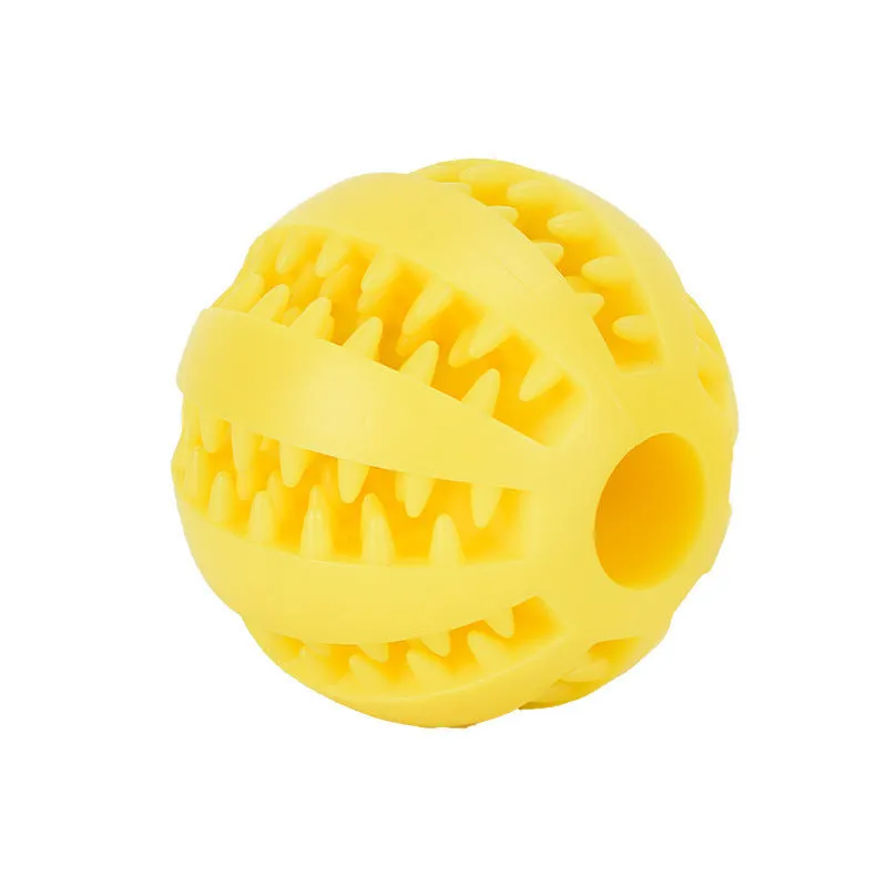 Rubber watermelon ball dog molar toy in green, 5cm diameter on white background