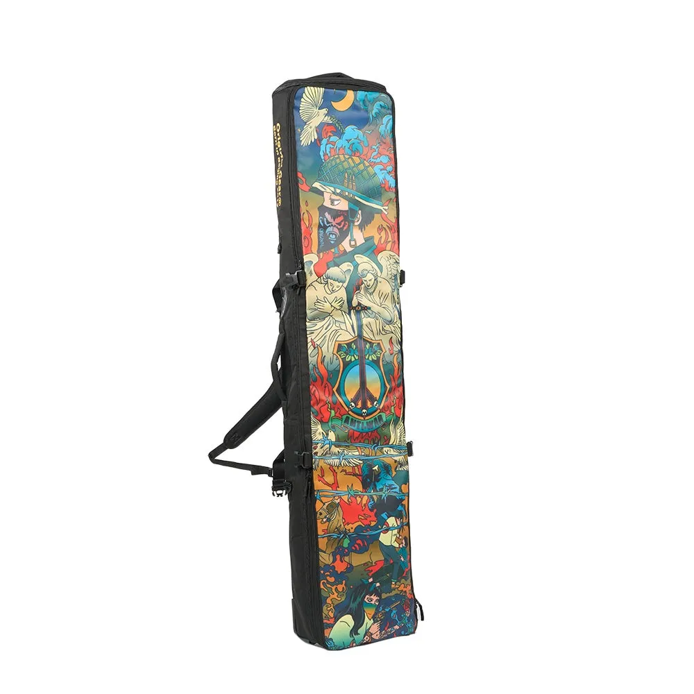 Ski pack with cardan wheels large capacity single double board bag 155x36cm Chinese Red